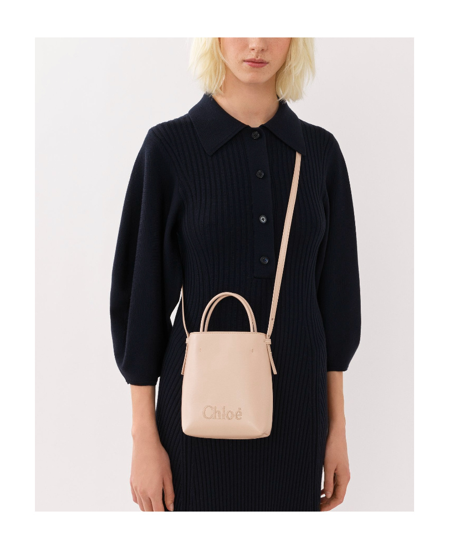 Chloé Micro Sense Tote Bag In Nude