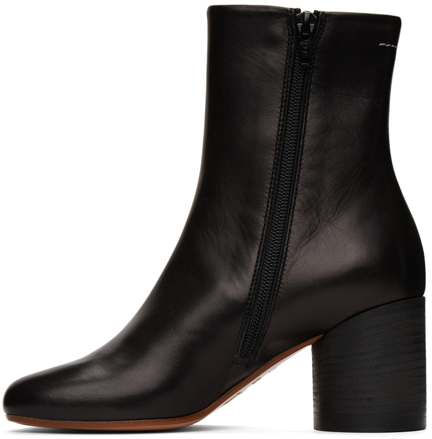 Mm6 Maison Margiela Anatomic Square Toe Zipped Boots In Black