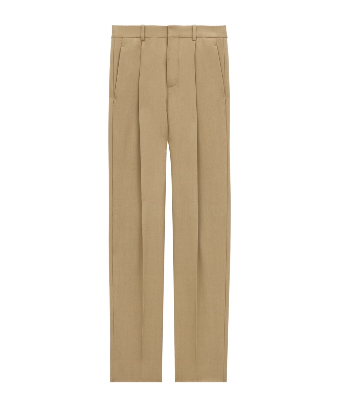 Saint Laurent Wool Gabardine High-waisted Carrot Trousers In Nude