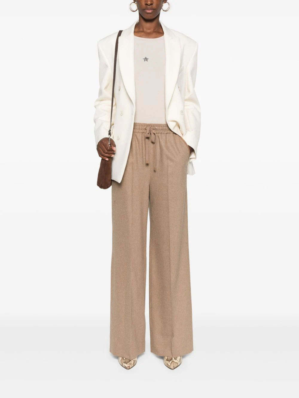 Lorena Antoniazzi Virgin Wool Trousers In Nude
