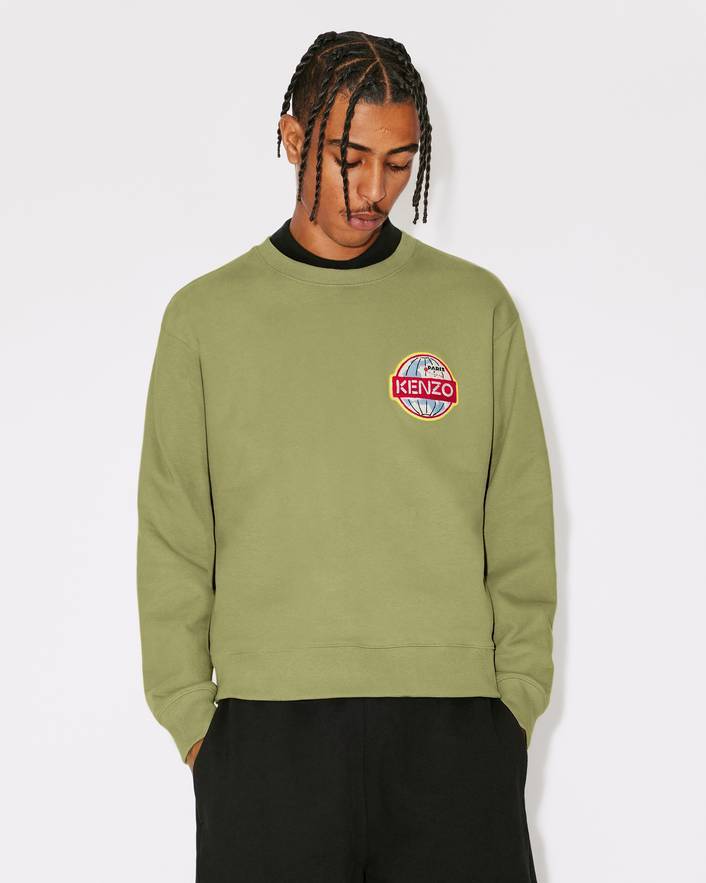 Kenzo Round-necked Sweater In Green