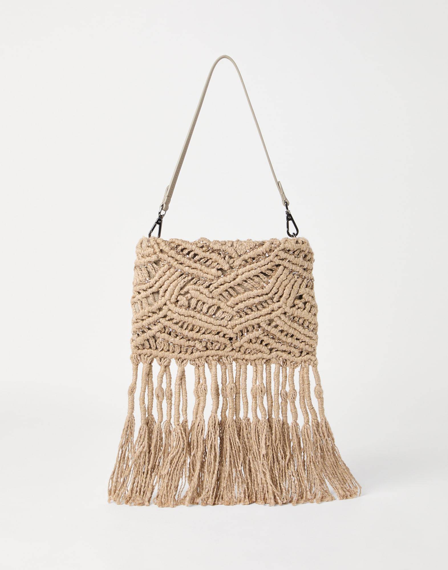 Shop Brunello Cucinelli Fringe-detailing Shoulder Bag In Nude