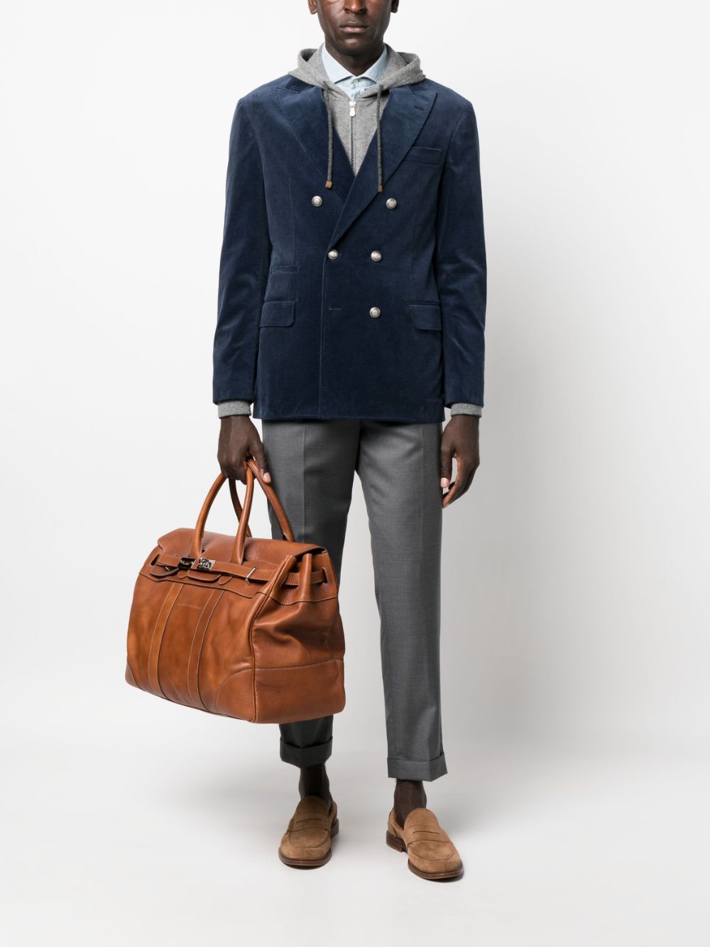 Brunello Cucinelli Double-breasted Corduroy Blazer In Black