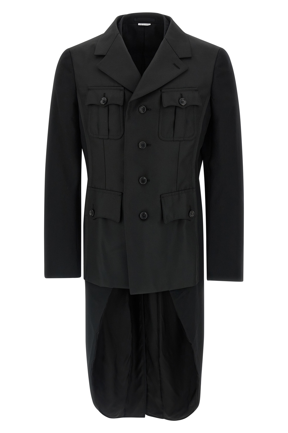 Comme Des Garçons Tailcoat Style Double Layer Blazer In Black