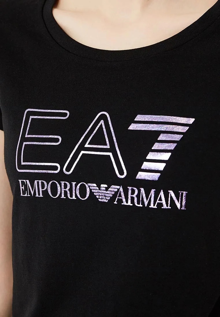 Ea7 Logo T-shirt In Black
