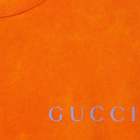 Gucci Washed Orange Cotton T-shirt With Logo Men