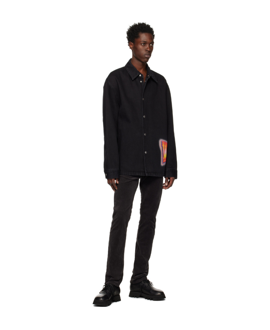 We11 Done Black Loose Fit Denim Shirt In Black