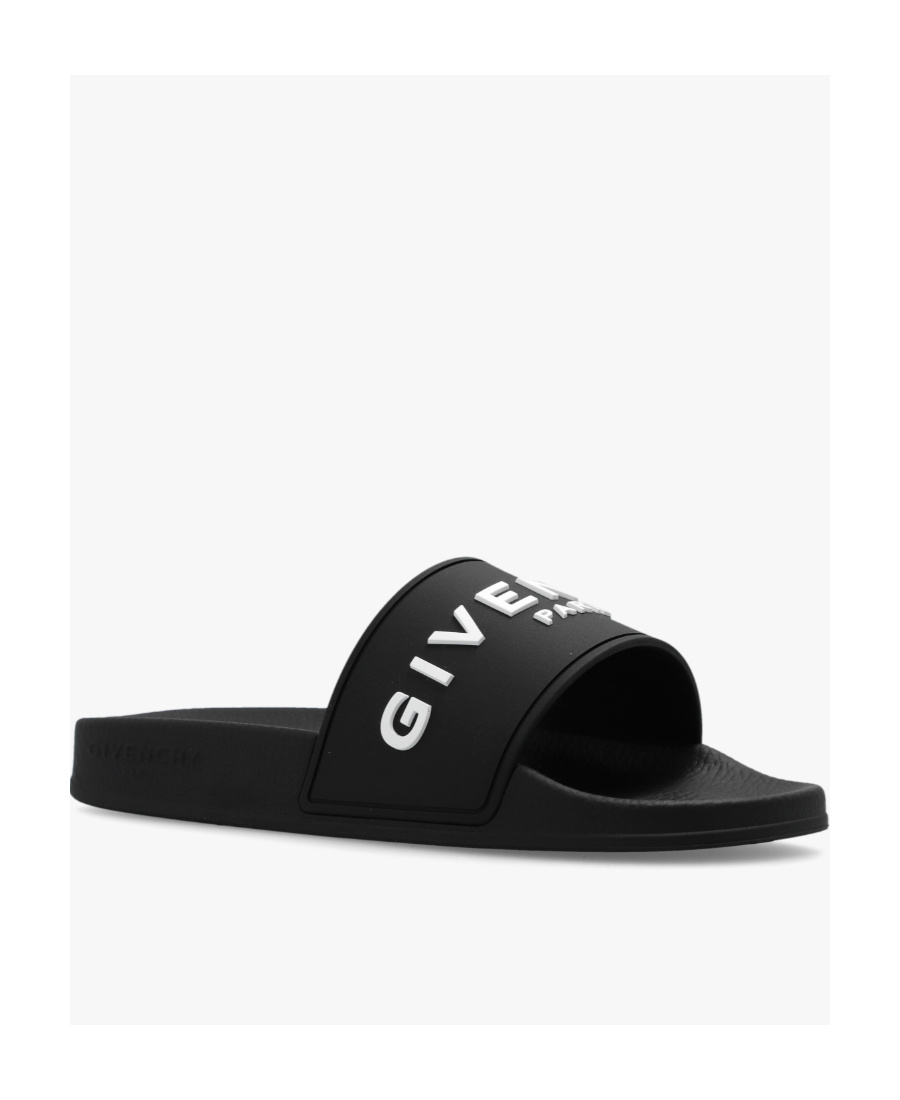 Shop Givenchy Slide Flat Sandals In Recycled Rubber In Black