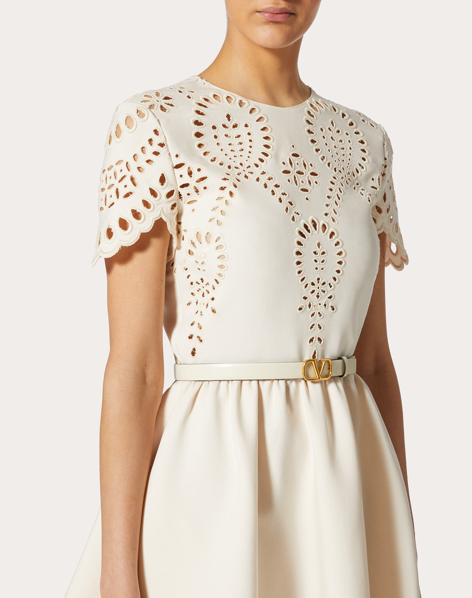 Valentino Vlogo 20mm Reversible Leather Belt In Nude