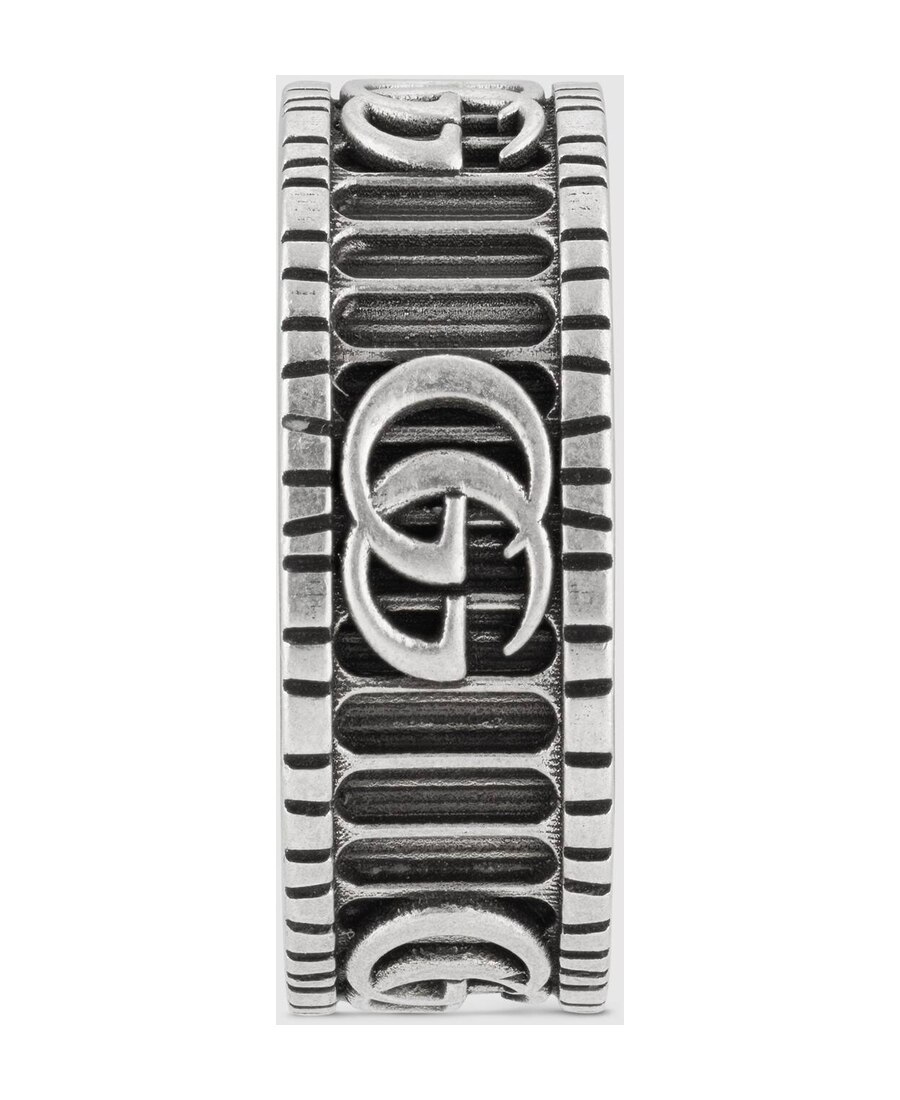 Gucci Double G Sterling Silver Ring In Gray