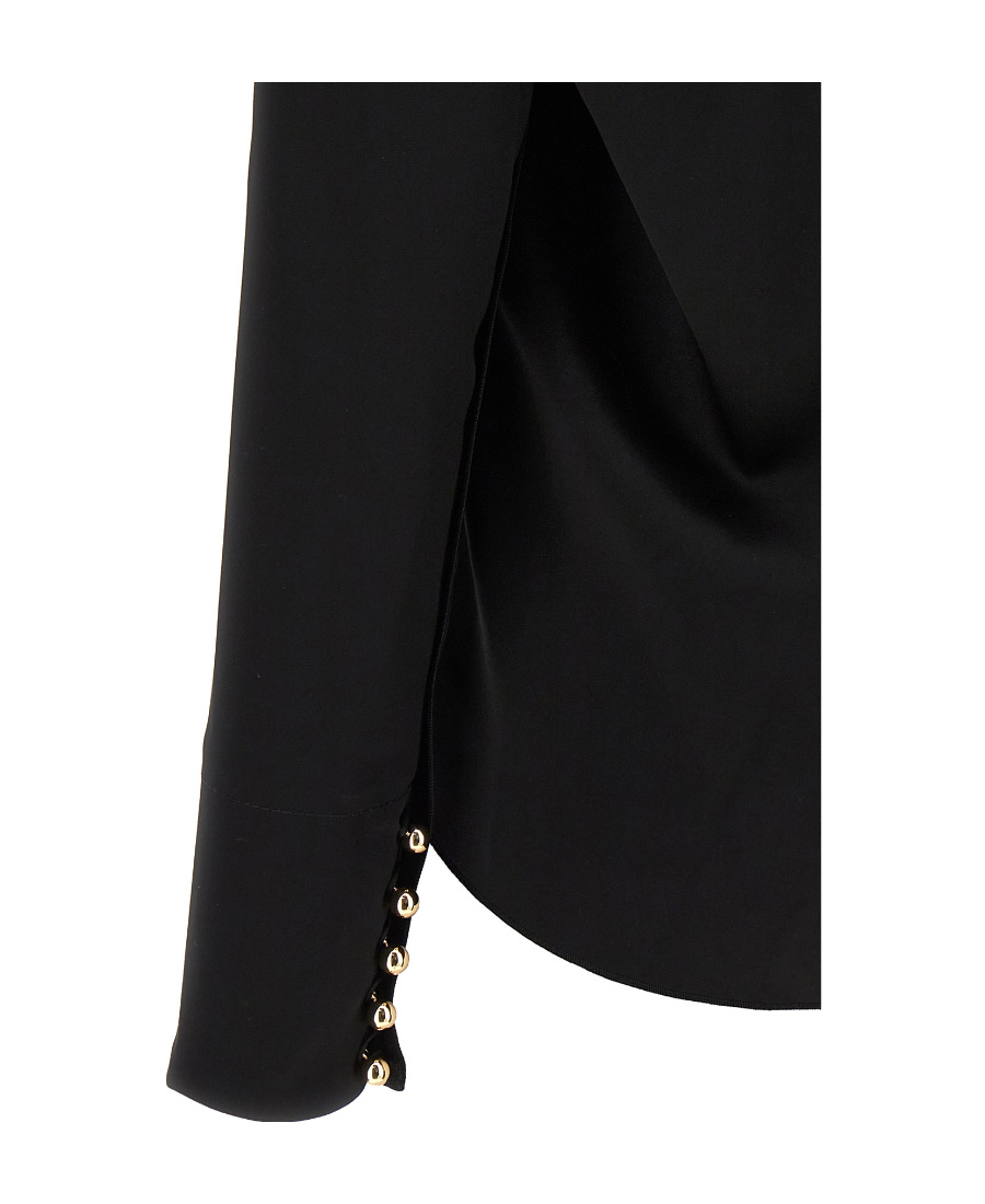 Shop Lanvin Draped Long-sleeved Blouse In Black