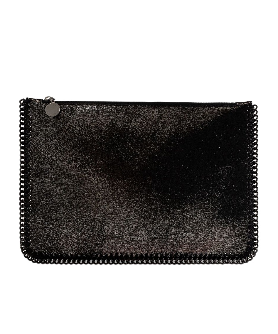 Stella Mccartney Glitter Chain Clutch Bag In Black