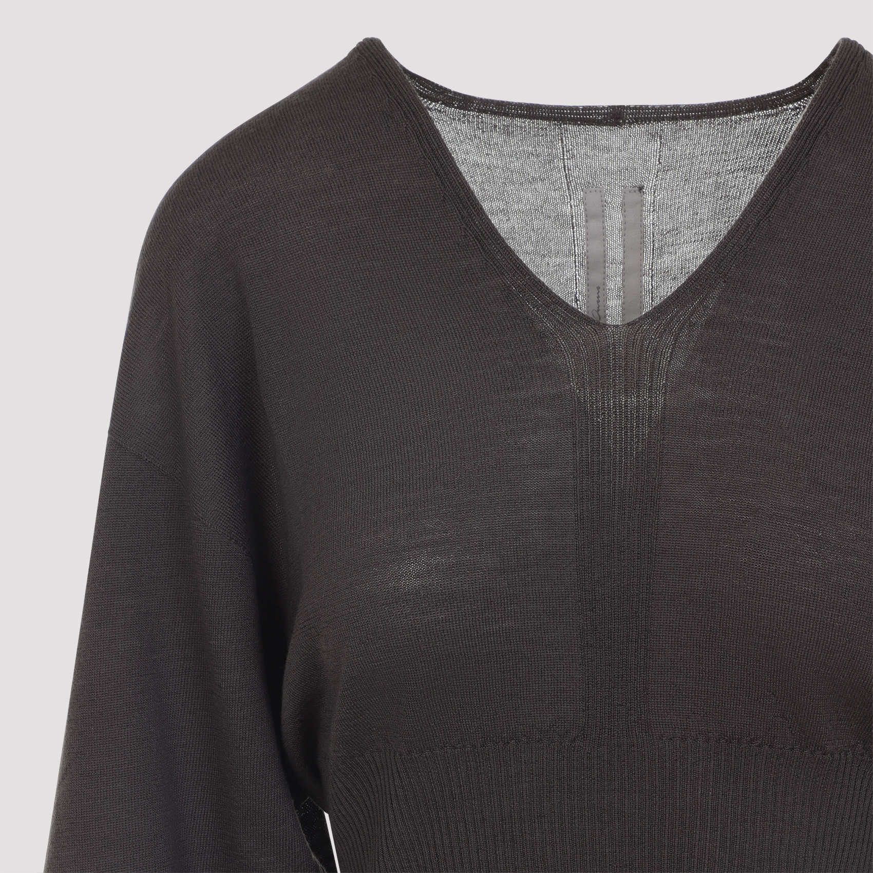 Rick Owens Cropped Virgin Wool Pullover V-neck In Black
