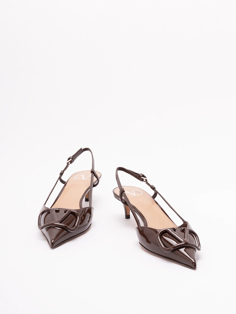 Valentino Vlogo Signature Pointed Toe Pumps In Brown