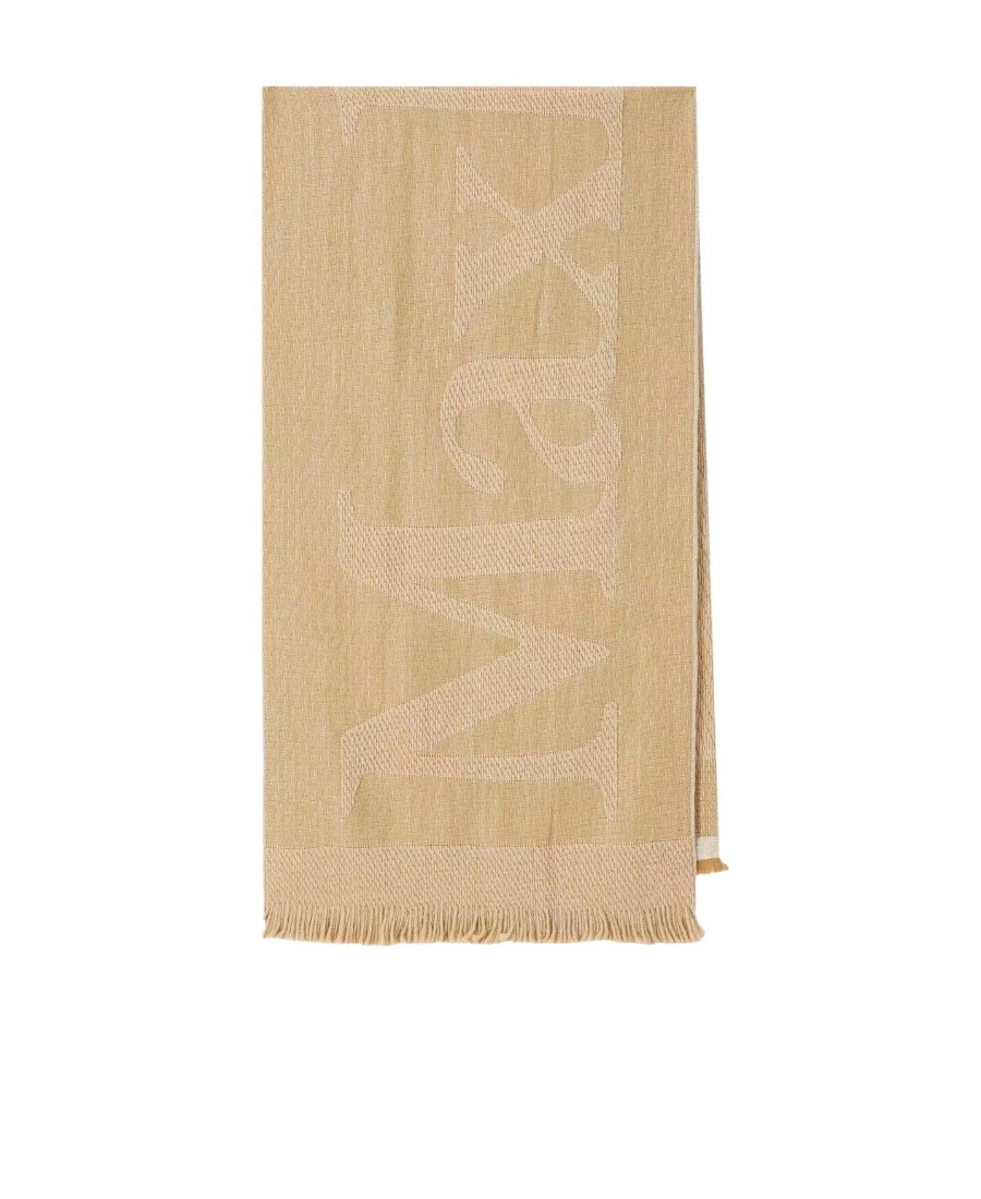 Max Mara Logo Embroidered Scarf In Nude