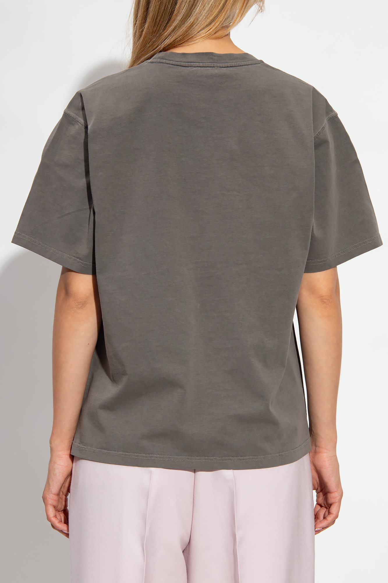 Nanushka Logo-embroidered Cotton T-shirt In Gray