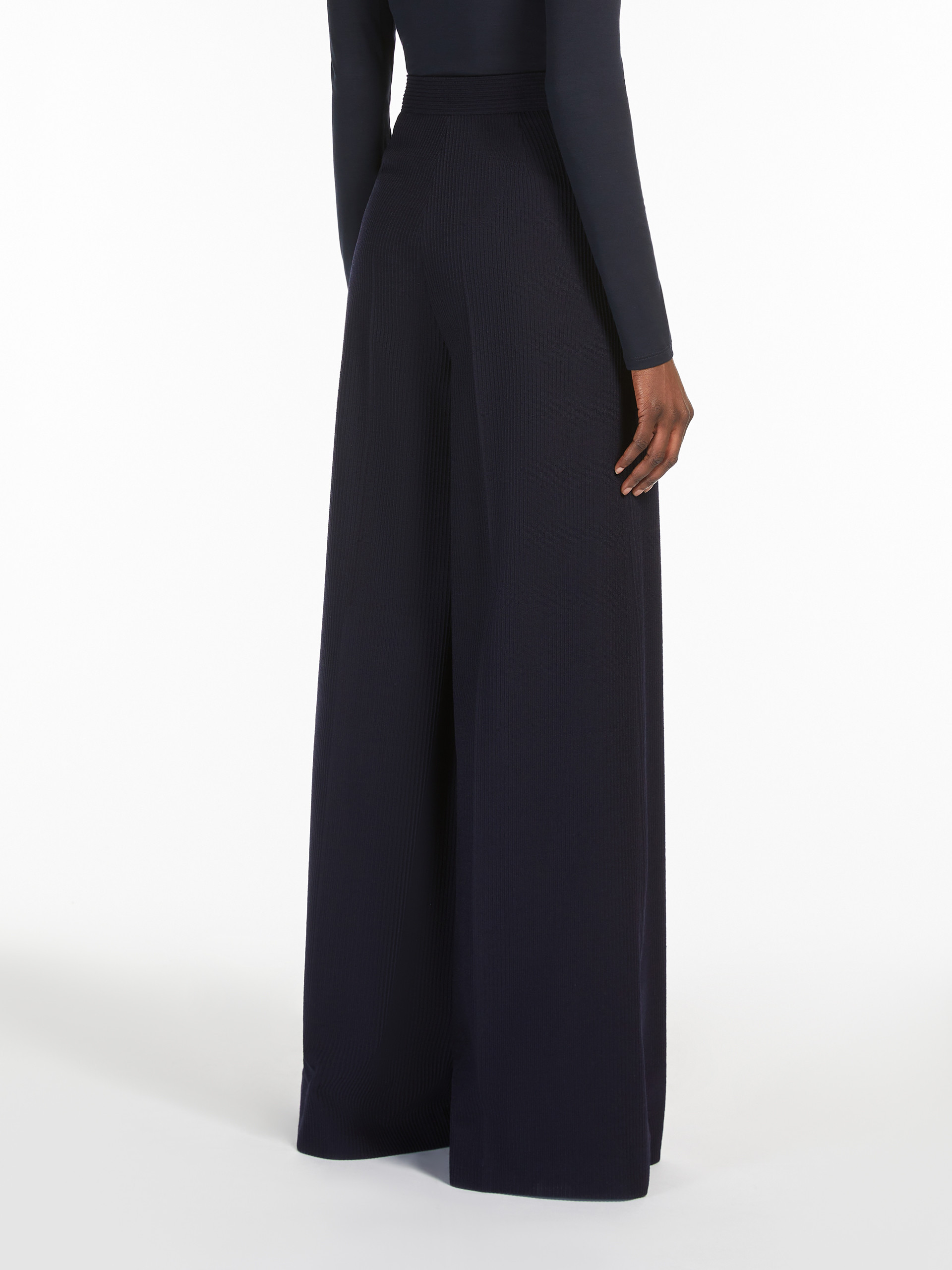 Max Mara Stretch Wool Pants In Black