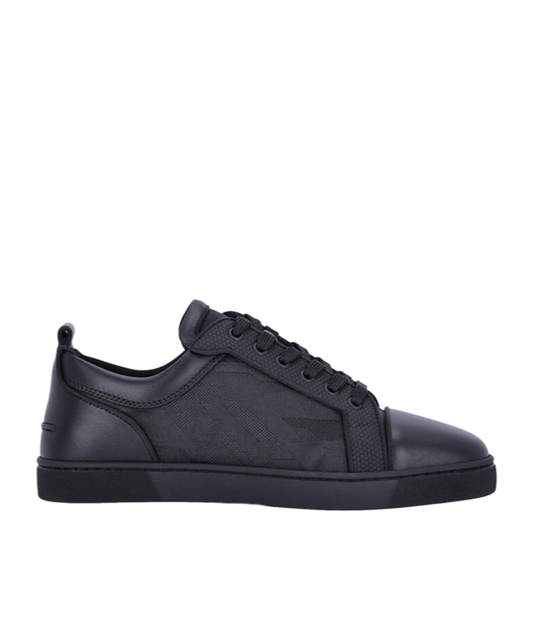 Christian Louboutin Louis Junior Suede And Leather-trimmed Ripstop Sneakers In Black