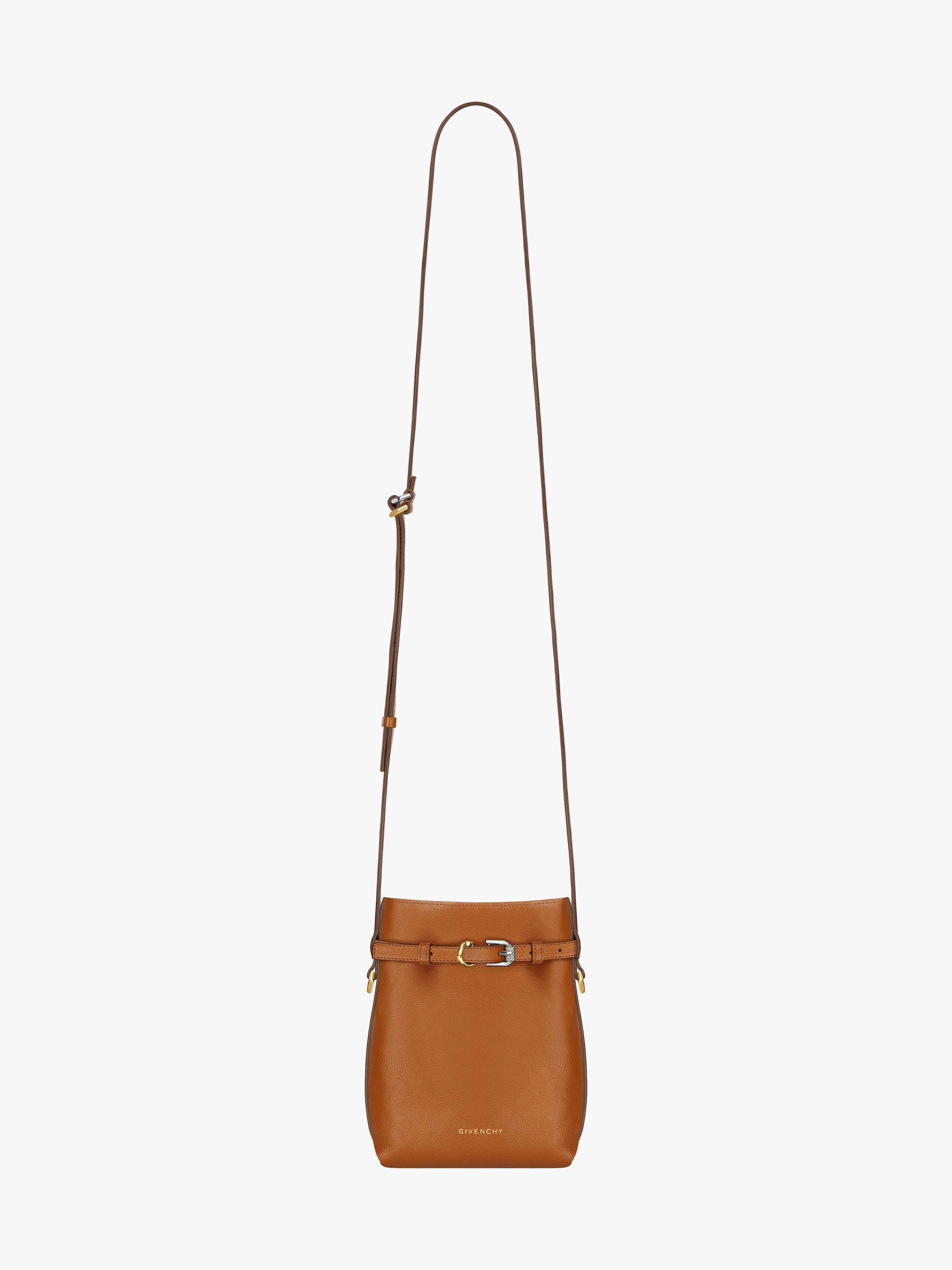Givenchy Voyou Phone Pouch Bag In Shiny Tumbled Leather In Brown