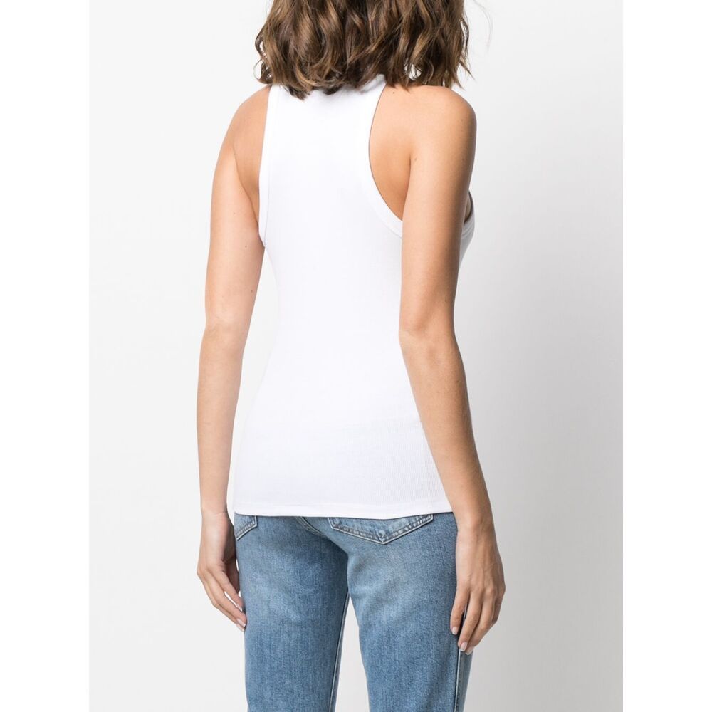 Anine Bing Womens Ivory Cole Embroidered-logo Knit Top In White
