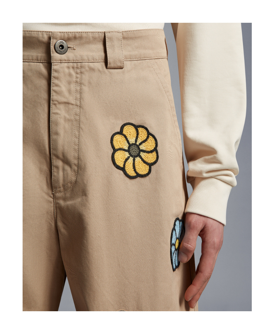 Moncler 1  Jw Anderson Floral Cotton Shorts In Brown