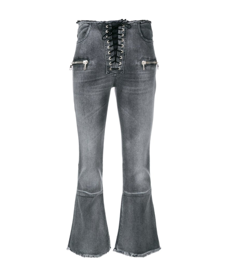 Ben Taverniti Unravel Project Lace-up Cropped Jeans In Black
