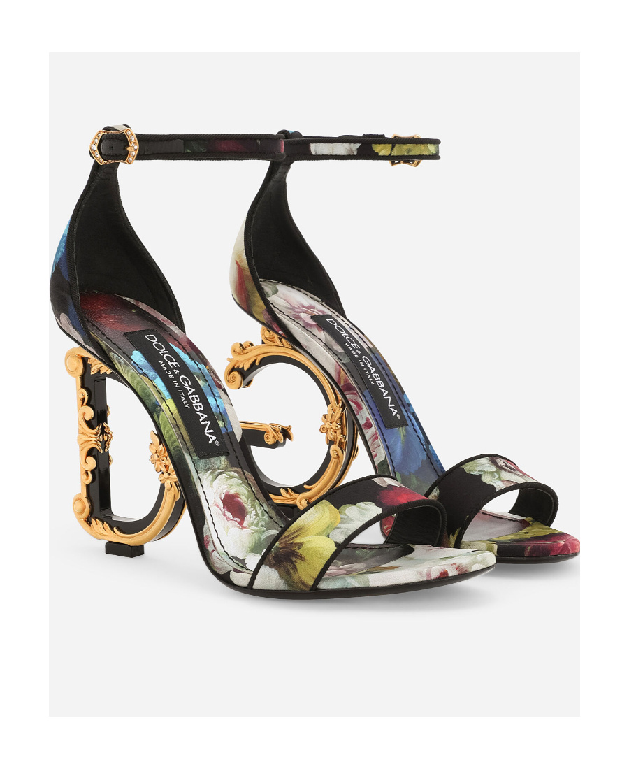 Dolce & Gabbana Keira 105 Floral Satin Sandals In Black
