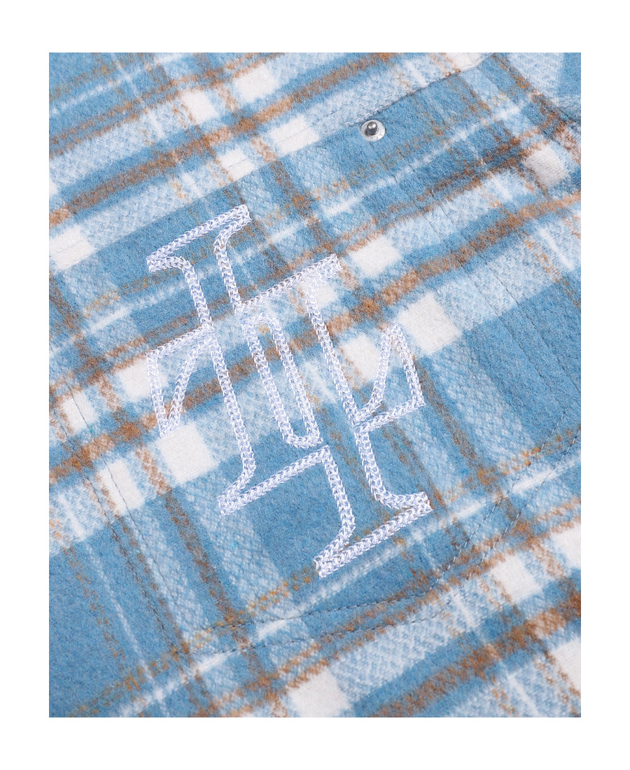 Liuregali Checkered Lapel Shirt In Blue