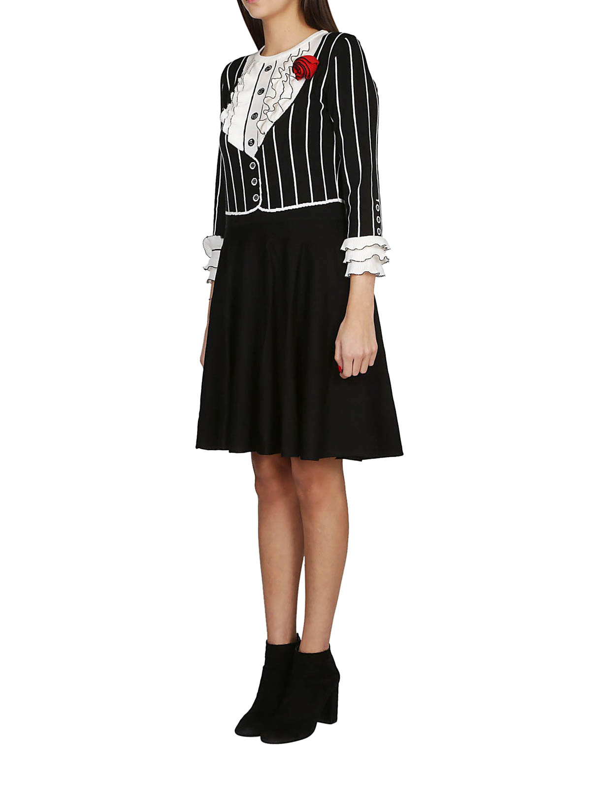 Moschino Wrinkled Round-necked Dress In Black