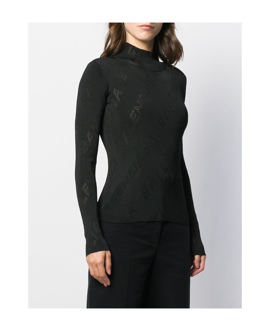 Balenciaga Long-sleeve Turtleneck Top In Black