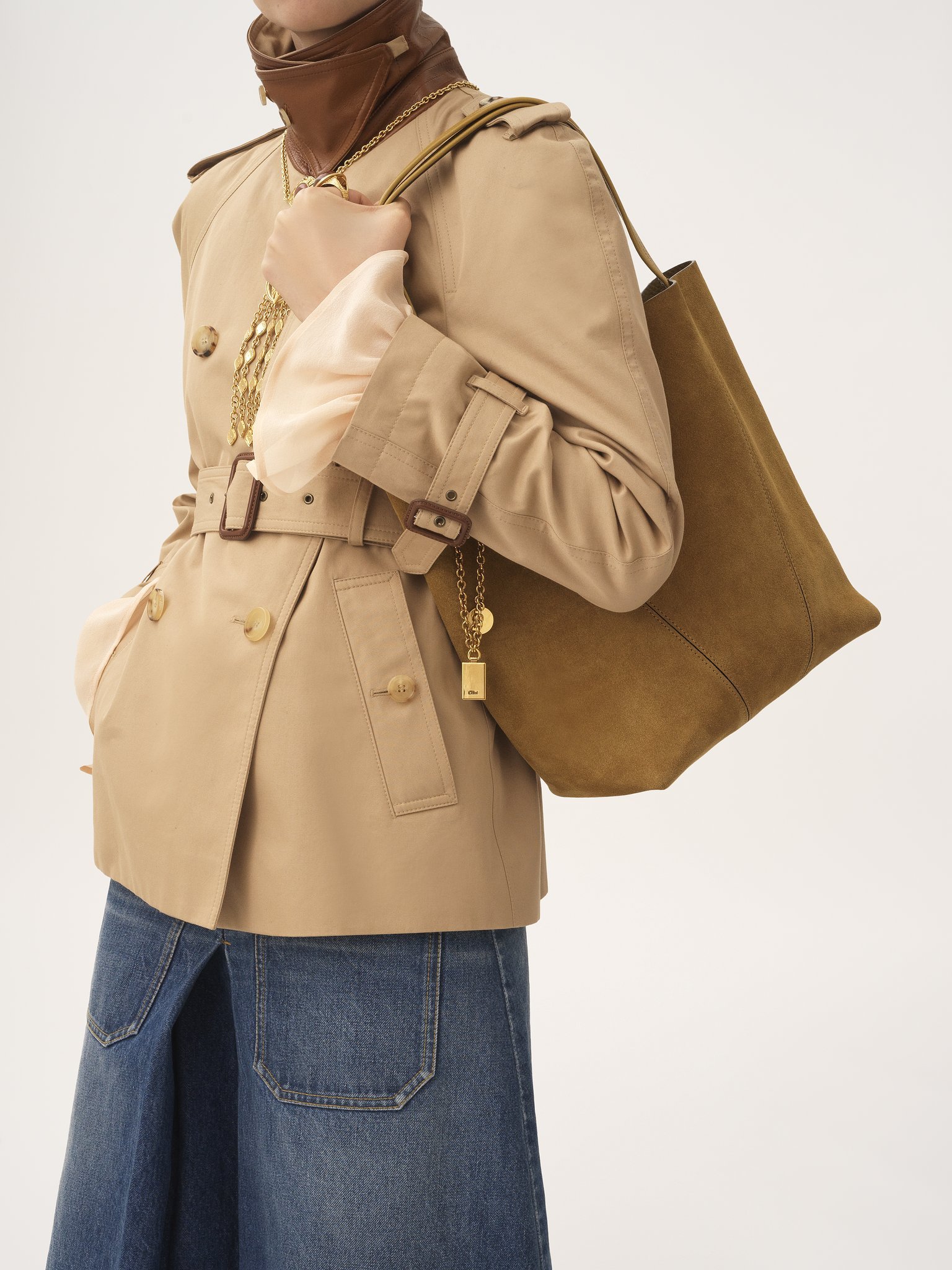 Chloé Spin Tote Bag In Suede Leather