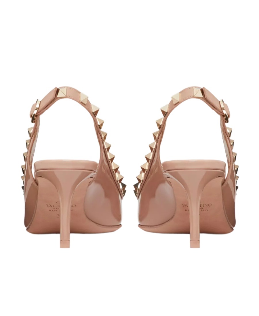 Shop Valentino Rockstud Bow Slingback Patent Leather Pump 60mm In Nude