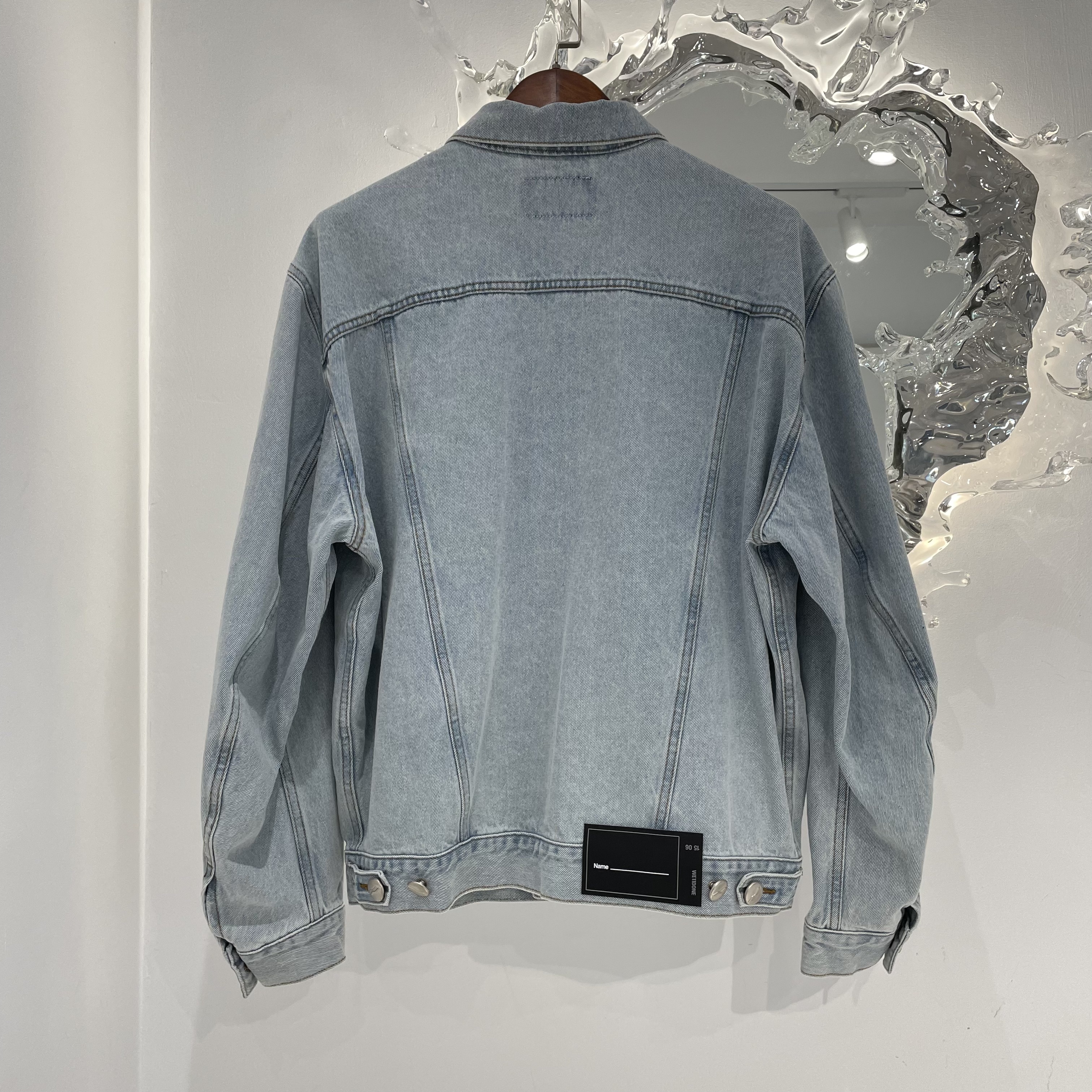 We11 Done Logo-patch Oversized Denim Jacket In Blue