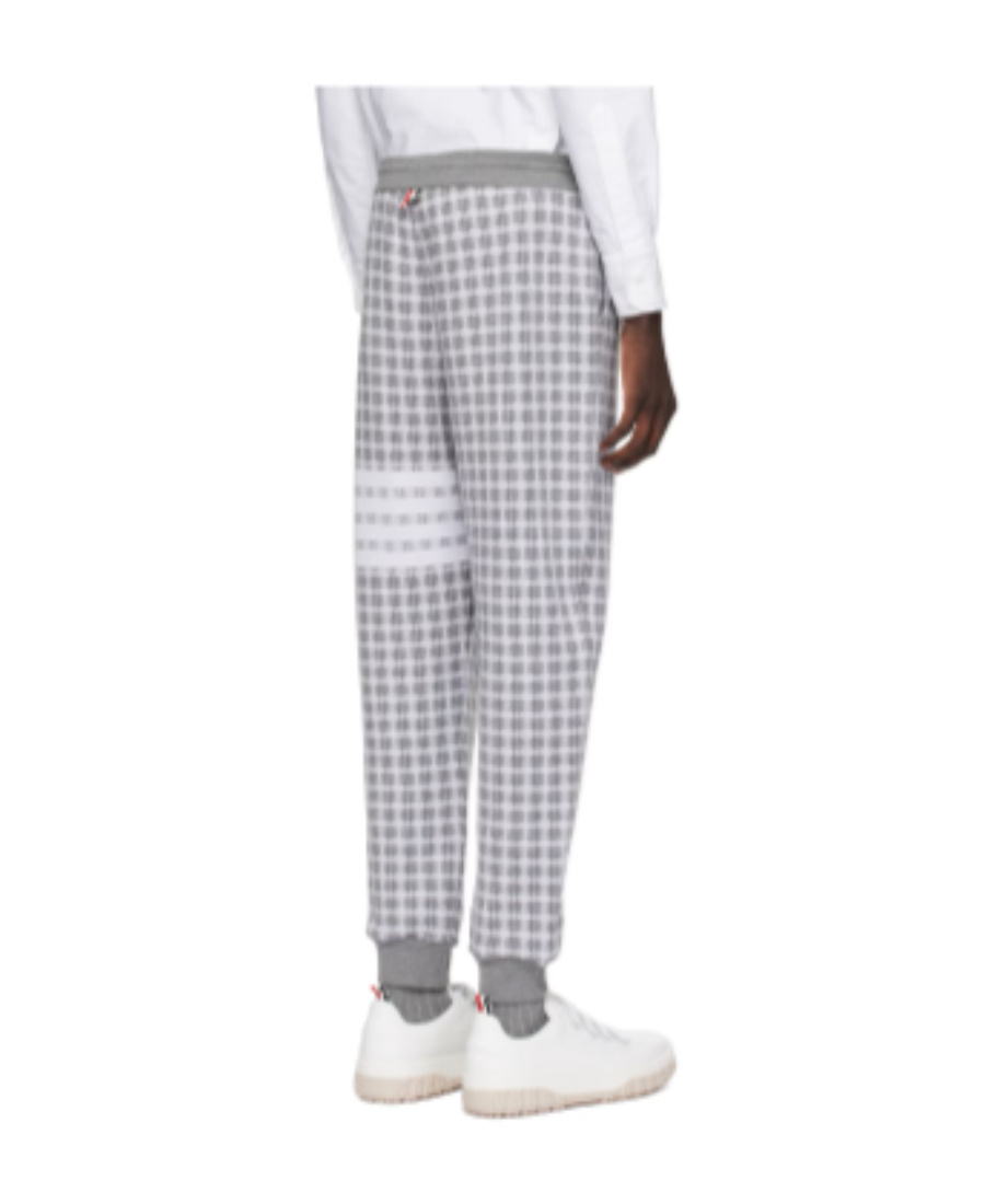Thom Browne Checked Jacquard Track Pants In Gray