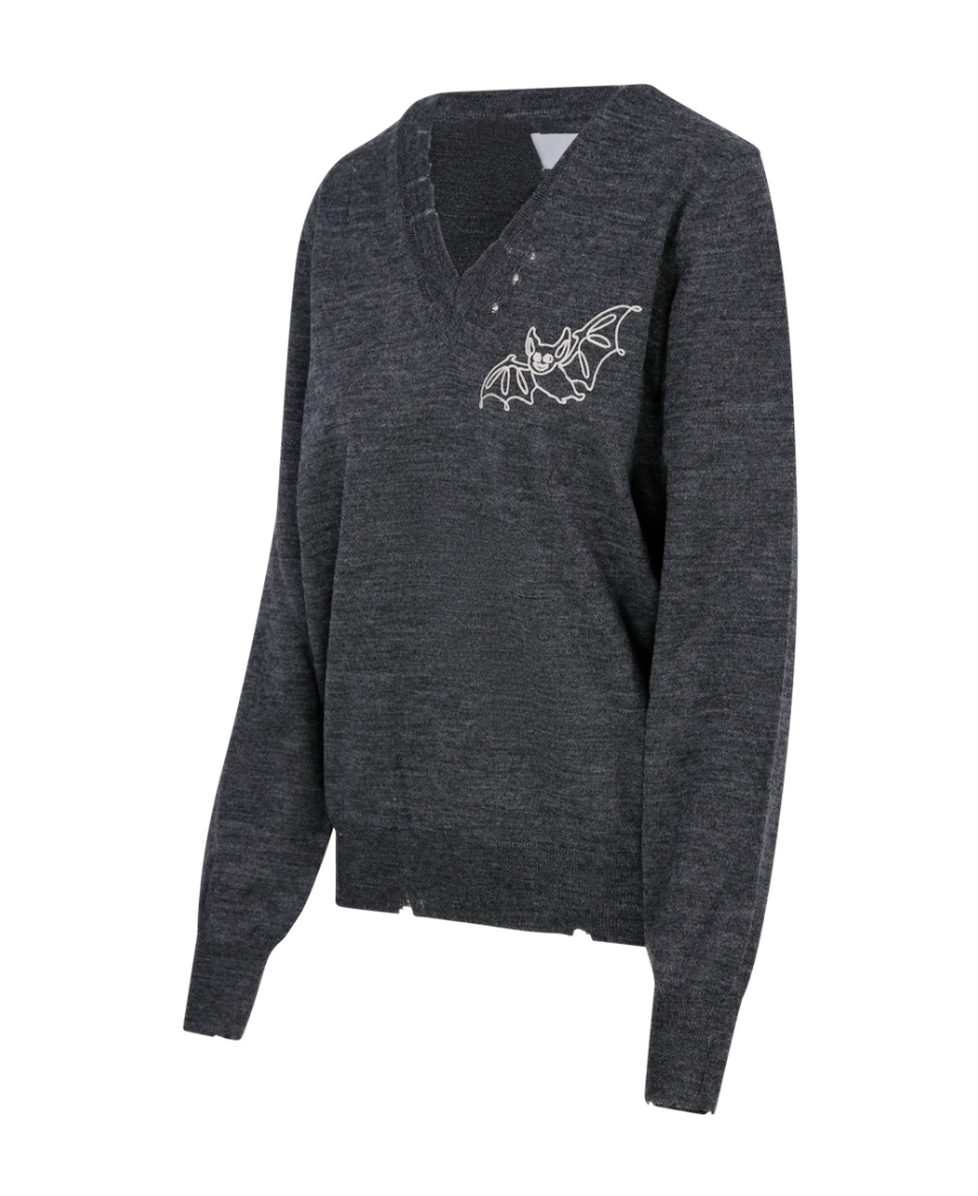 Maison Margiela Bat-print Wool Jumper In Gray
