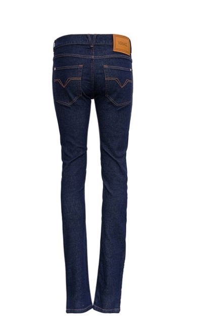 VERSACE VERSACE LOGO PATCH STRAIGHT-LEG JEANS