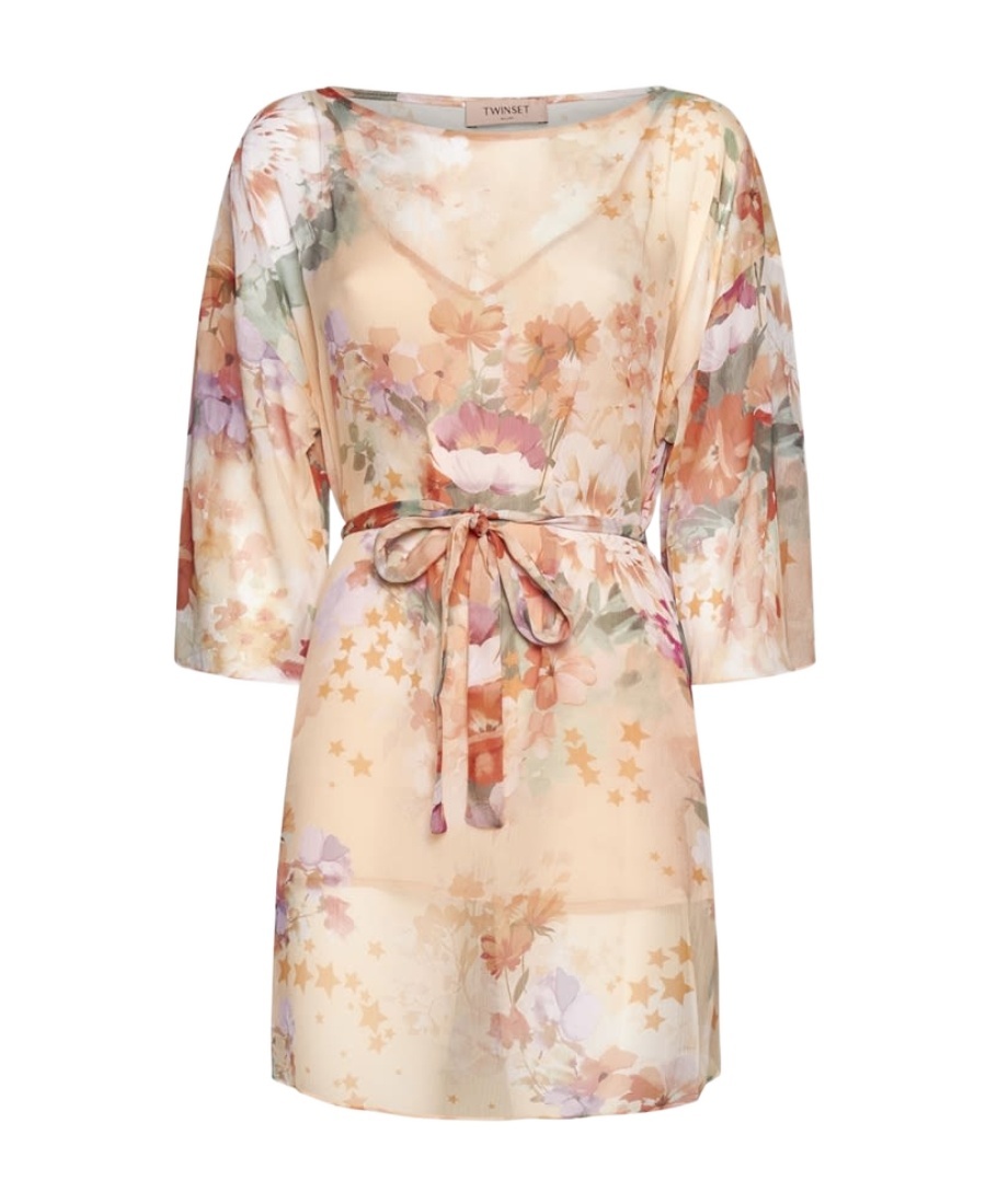 Twinset Logo Dress In Nude