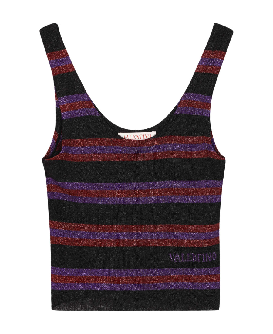 Valentino Logo Stripe Knitted Vest In Multi