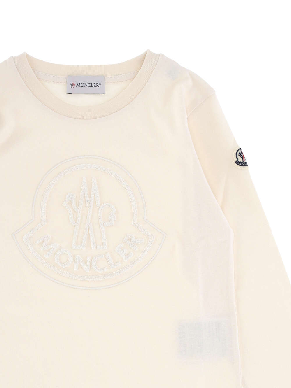 Moncler Embroidered Logo Long-sleeved T-shirt In Nude