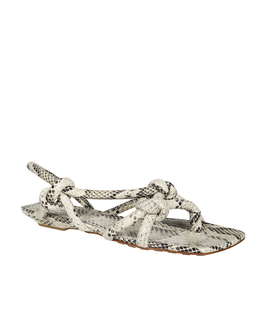 Bottega Veneta Logo Flat Sandals In Gray