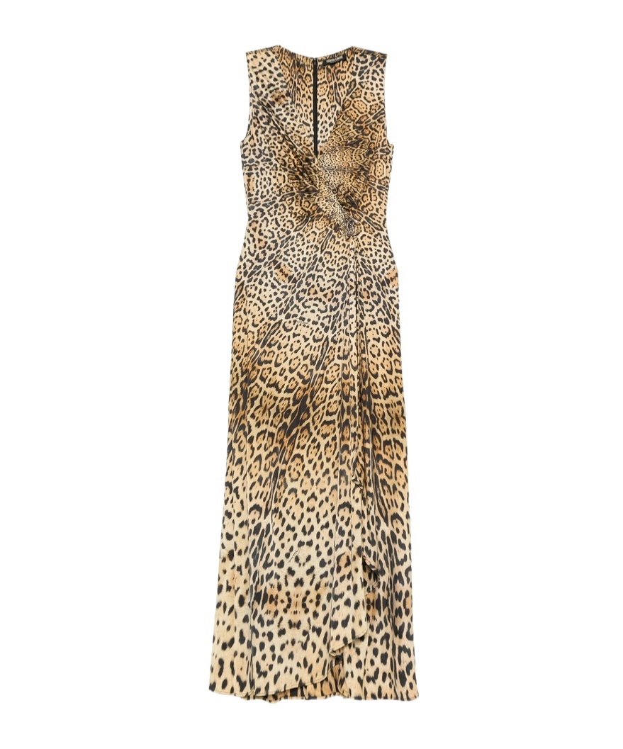 Roberto Cavalli Twisted Animal-print Dress In Multi