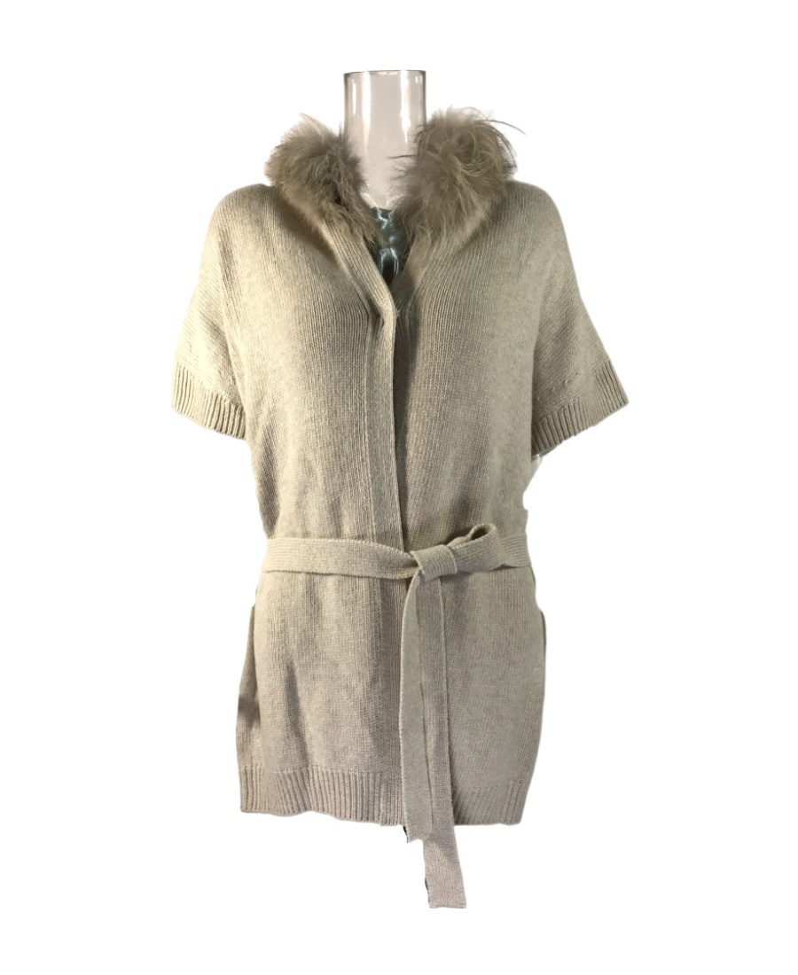 Shop Max Mara Short-sleeved Knitted Cardigan In Nude