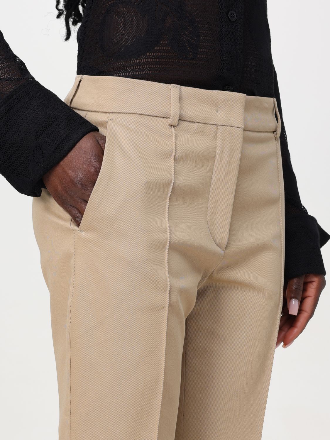 Sportmax Belt Ring Casual Pants In Brown