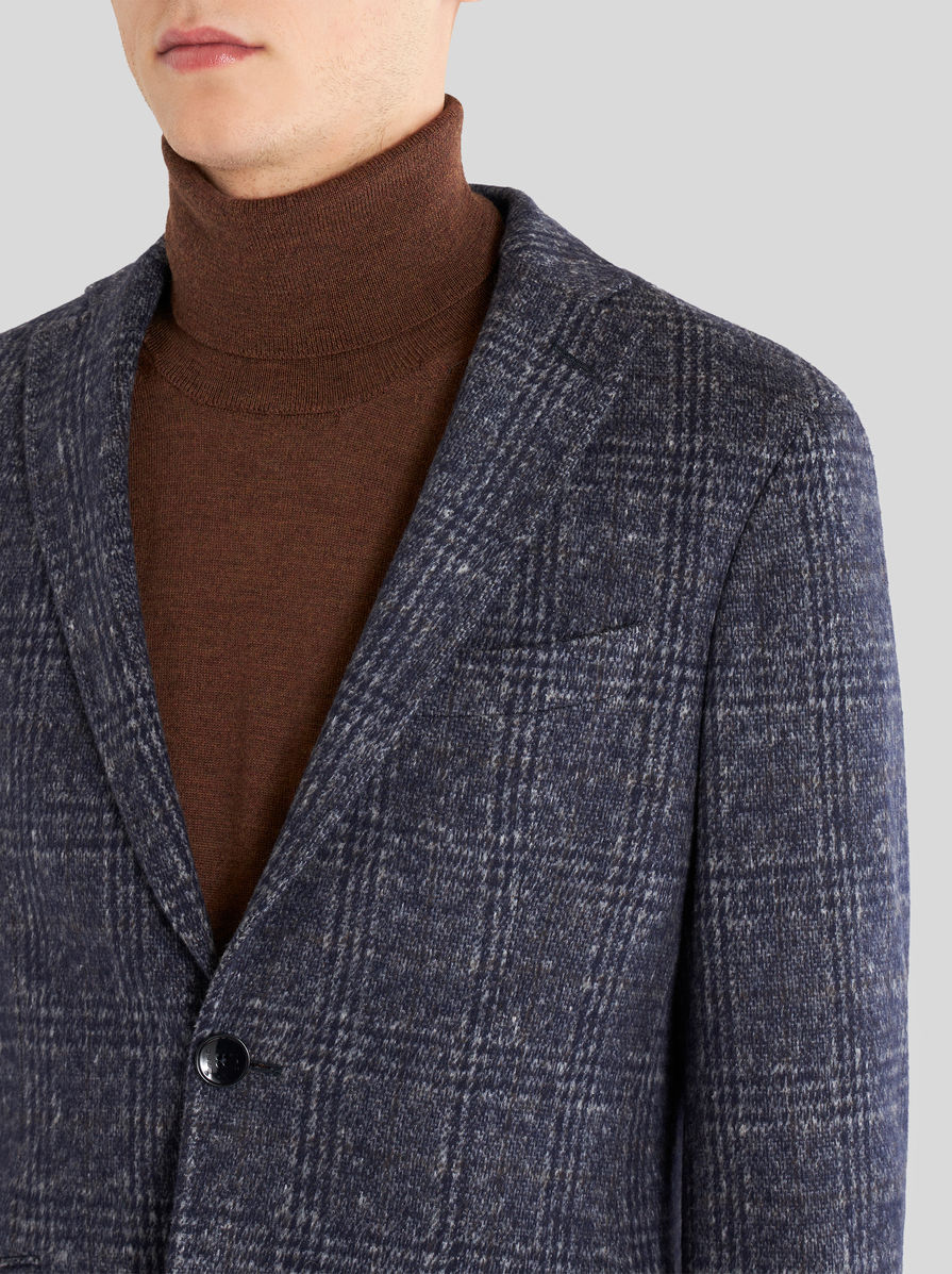 Etro Checked Single-breasted Blazer In Blue