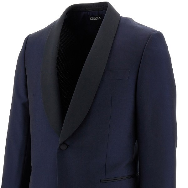 Shop Zegna Long Sleeved Suit Jacket In Black