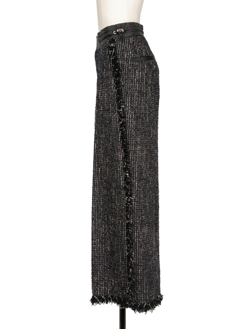 Sacai Cropped-leg Tweed Trousers In Black