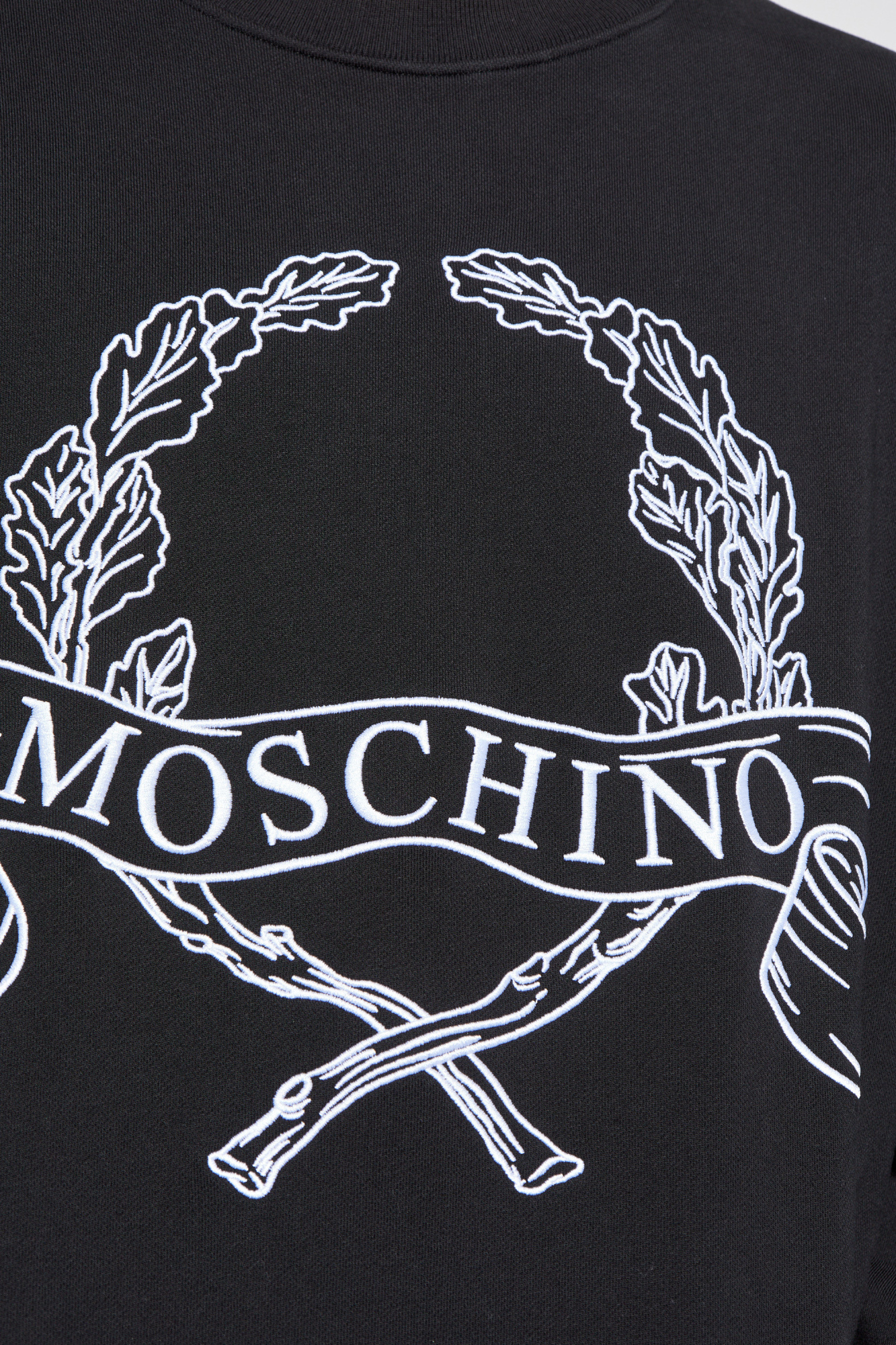 Moschino Sweatshirt With Laurel Crown Logo Embroidery In Black