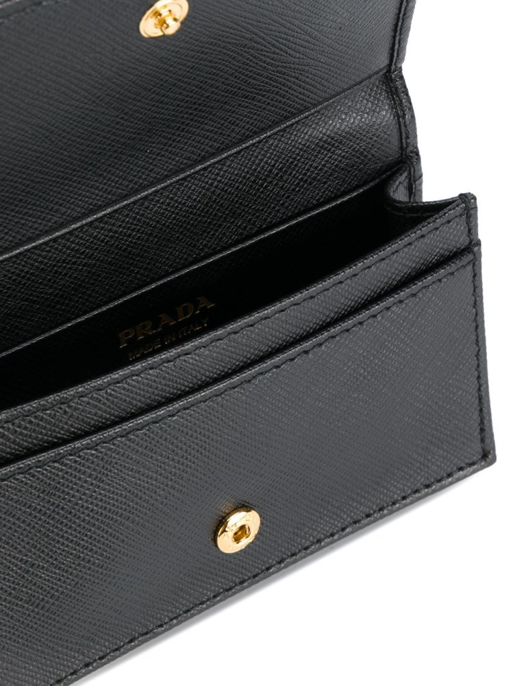 Prada Logo-plaque Foldover Cardholder In Black
