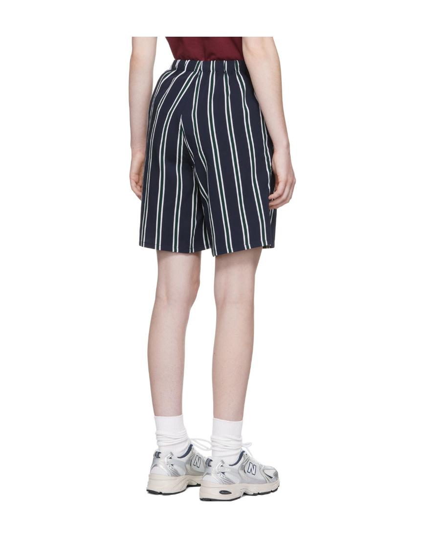 Ami Alexandre Mattiussi Navy Blue Striped Shorts In Multicolor