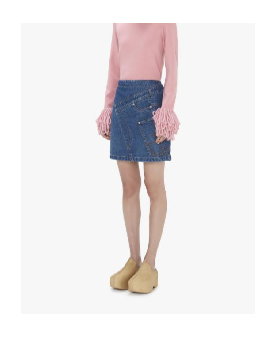 Jw Anderson Twisted Mini Denim Skirt In Blue